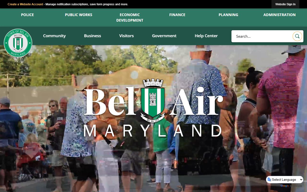 Town of Bel Air homepage Bel Air South phone directory