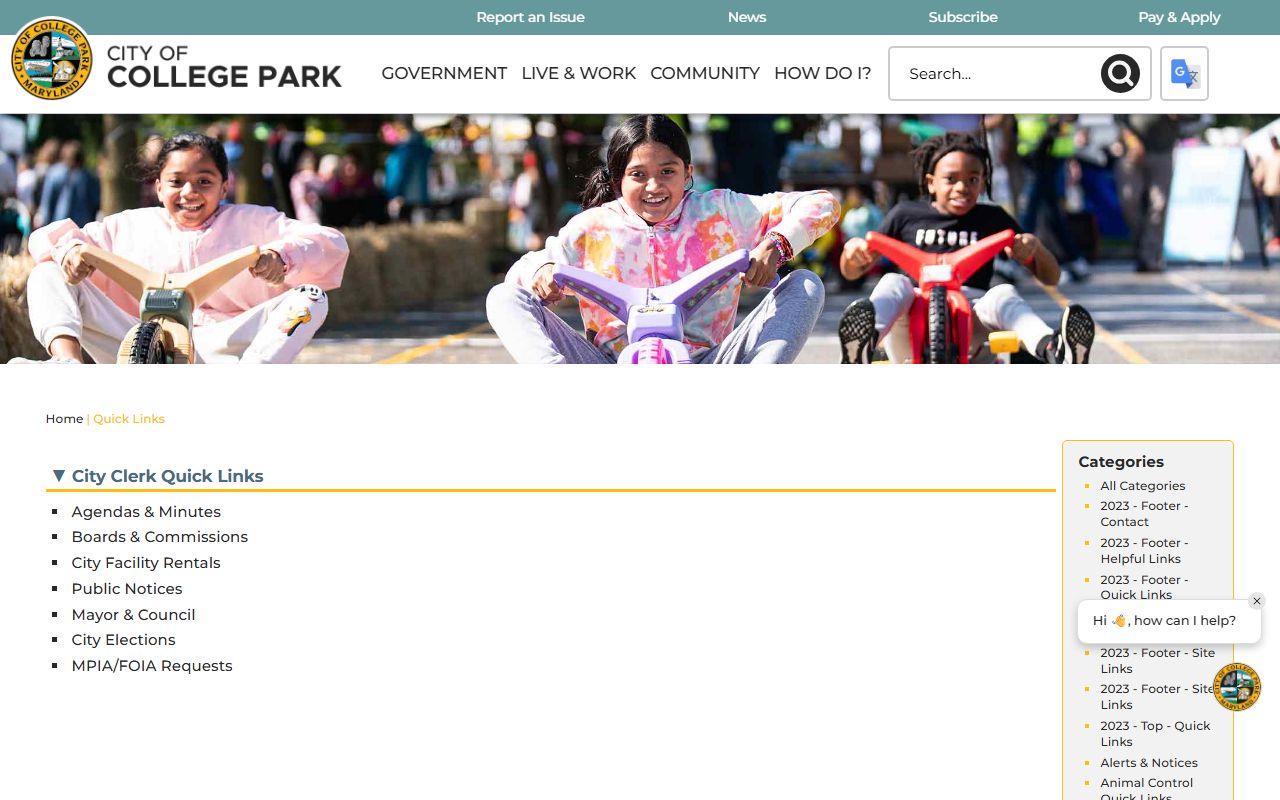 College Park phone directory MPIA request links and resources