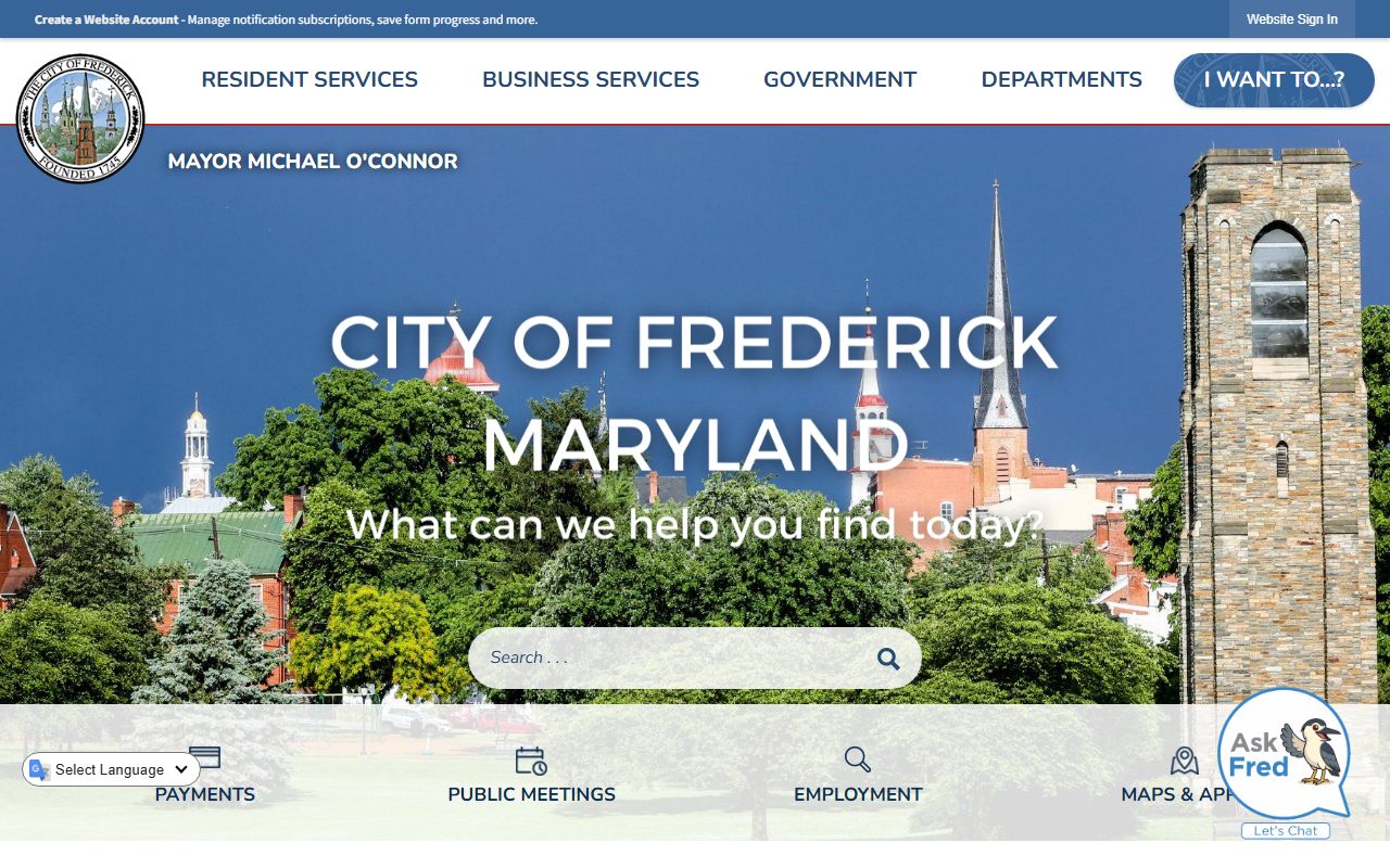 City of Frederick homepage Frederick phone directory