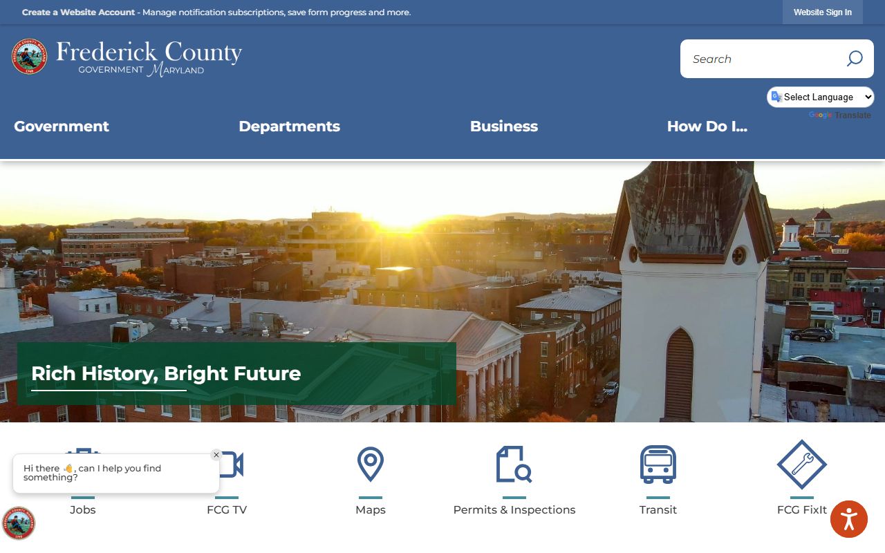 Frederick County government page Frederick phone directory