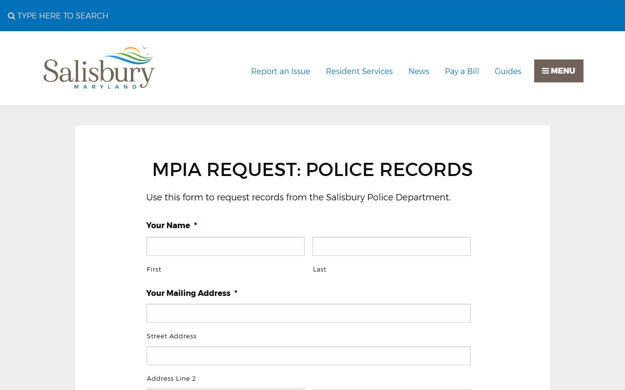 Salisbury phone directory police MPIA request page