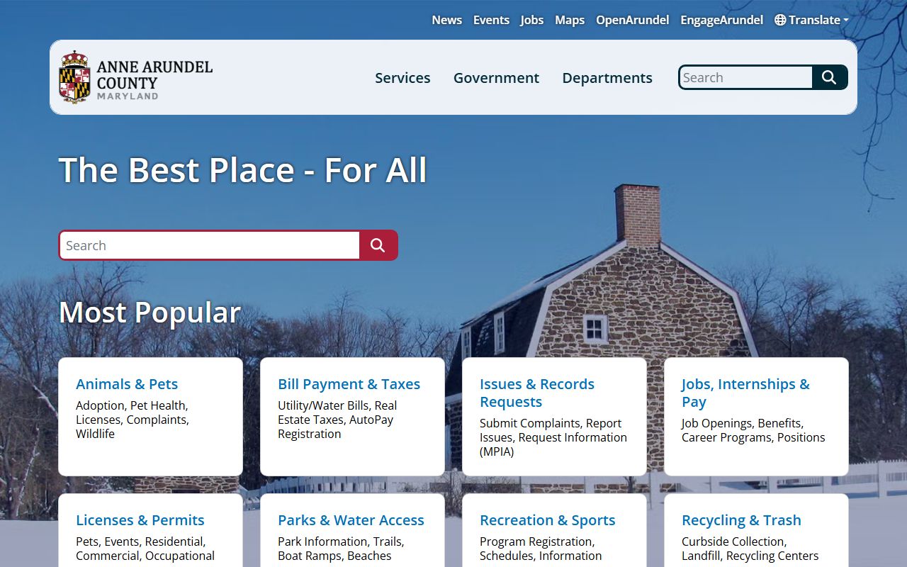 Anne Arundel County government homepage phone directory