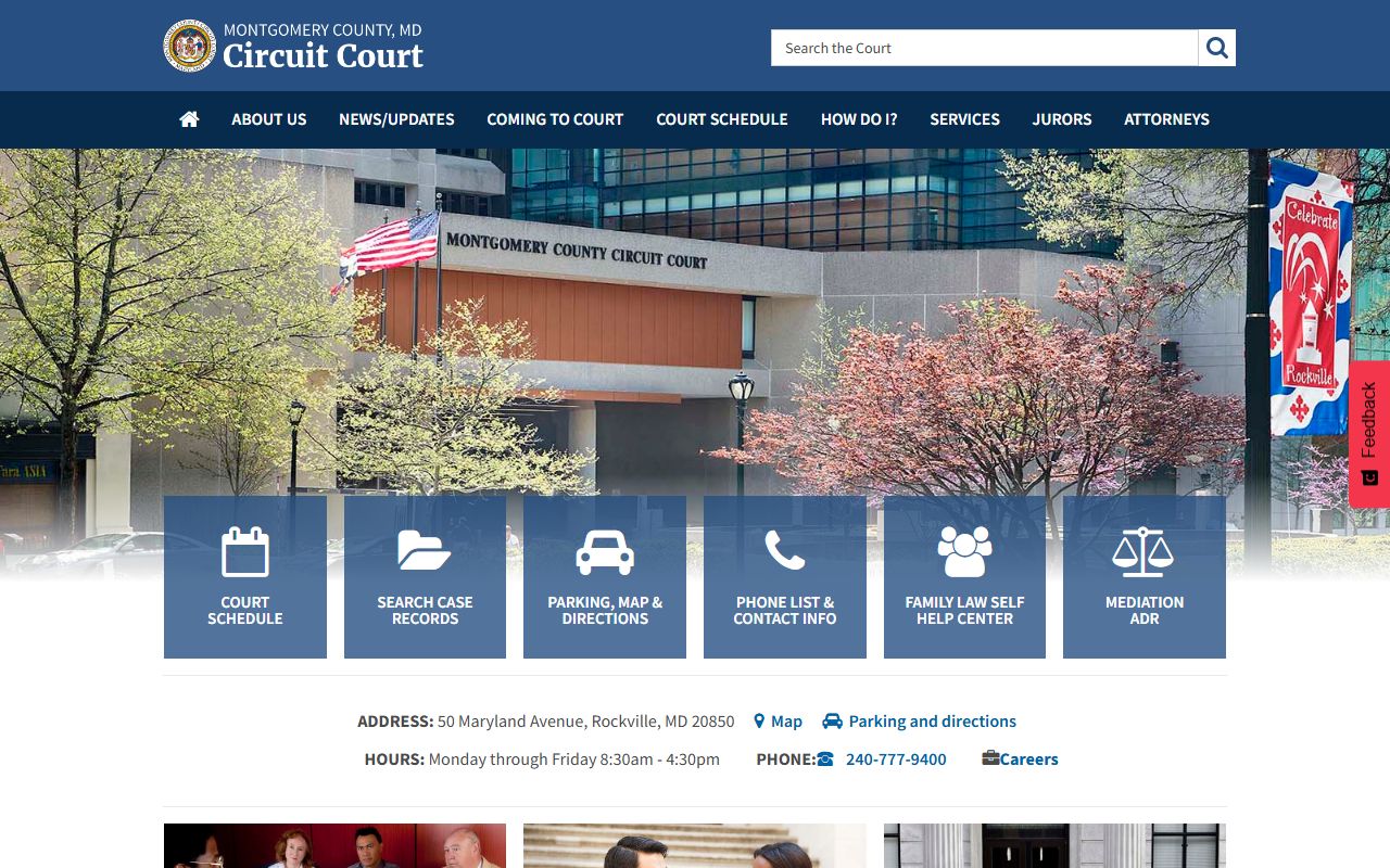 Montgomery County Circuit Court phone directory page