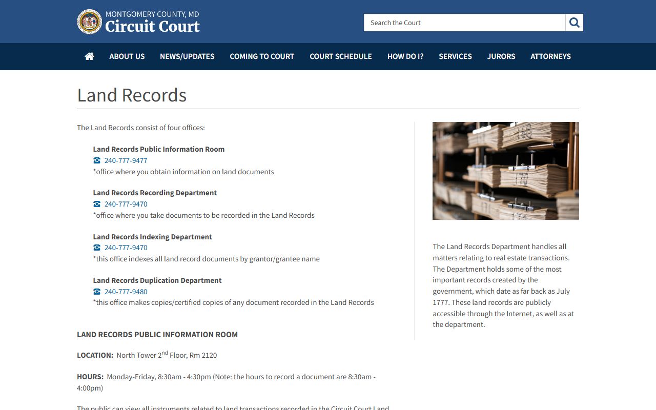 Montgomery County land records phone directory search