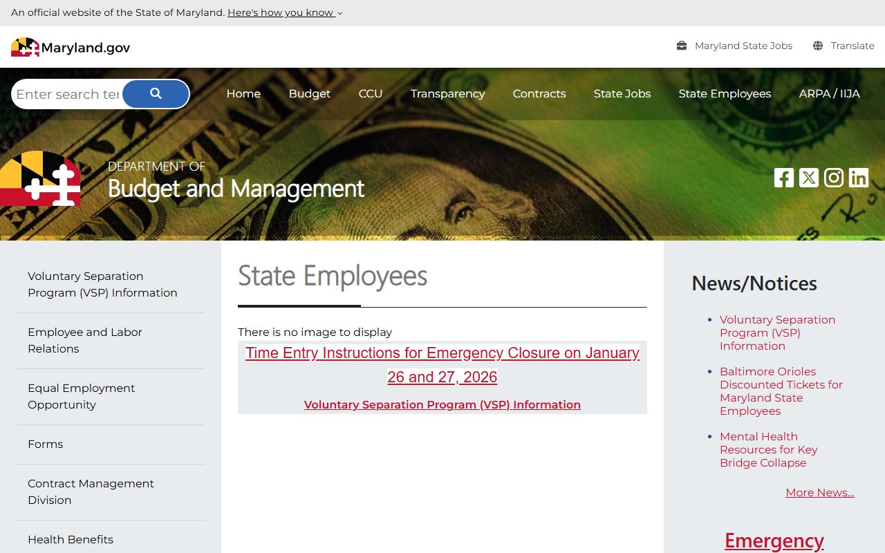 Maryland state employee phone directory search page